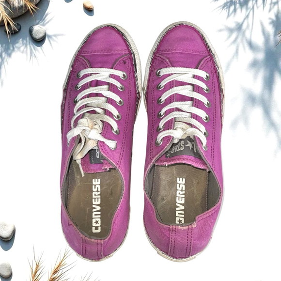 Converse All Star Purple w Black/Metallic Silver and White Accents Women 9.5 - Picture 7 of 9